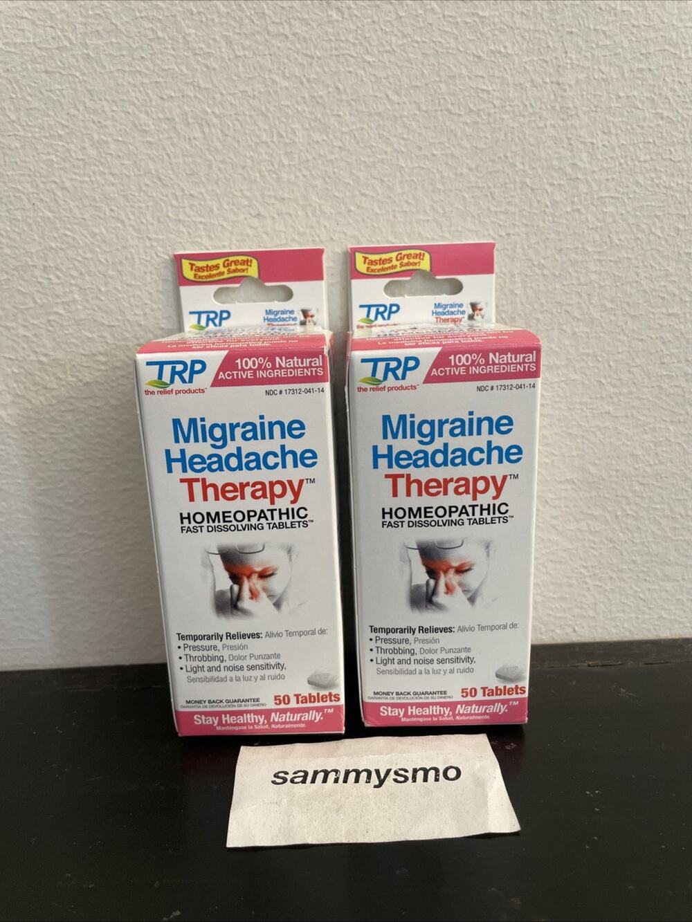 TRP Migraine Headache Therapy 100% Natural Homeopathic 50 Tablets x2